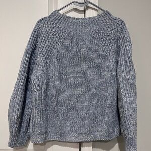 GAP Women's Heathered Blue Crew Neck Sweater